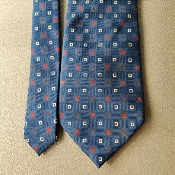 Byron navy blue 100% silk tie - Picture 3 of 8